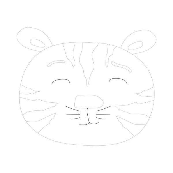 Lindos Iconos Del Contorno Cabeza Tigre Animal Sabana Estilo Garabato — Vector de stock