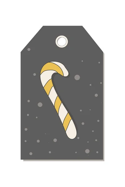 Fröhliche Weihnachtskarte Mit Niedlichem Doodle Lutscher Vor Grauem Hintergrund Und — Stockvektor