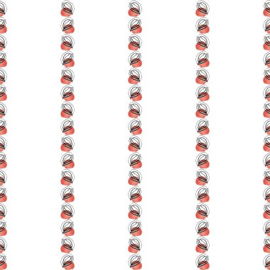 Suluboya kırmızı çiçeklerle kusursuz desen. Beyaz arka planda el çizimi illüstrasyon. Duvar kağıdı veya kumaş için çiçek deseni, tekstil