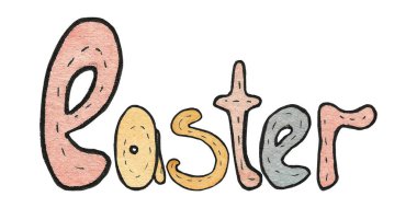 El yazması Paskalya harfleri. Beyaz arka planda izole edilmiş. Tatil tasarımı veya çıkartmalar için kullanılabilir