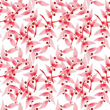 Beyaz arka planda açık pembe dalları olan kusursuz bir desen. Tebrik kartları, ambalaj kağıtları, tasarım günlükleri, kumaşlar ve duvar kağıtları için tasarım.