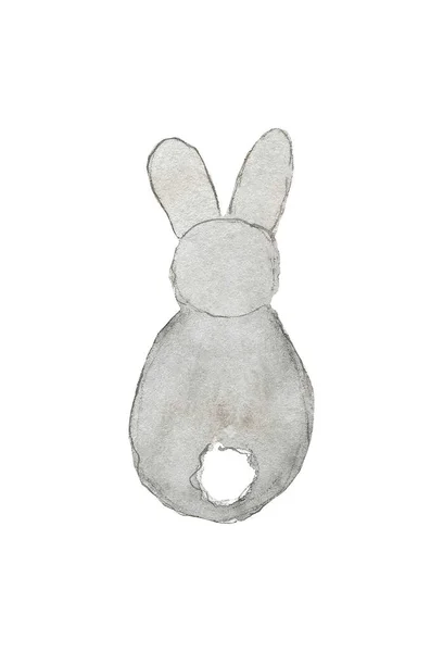 可爱的鱼群灰色水彩画手把兔子隔离在白色背景上 T恤衫 封面等的设计 — 图库照片