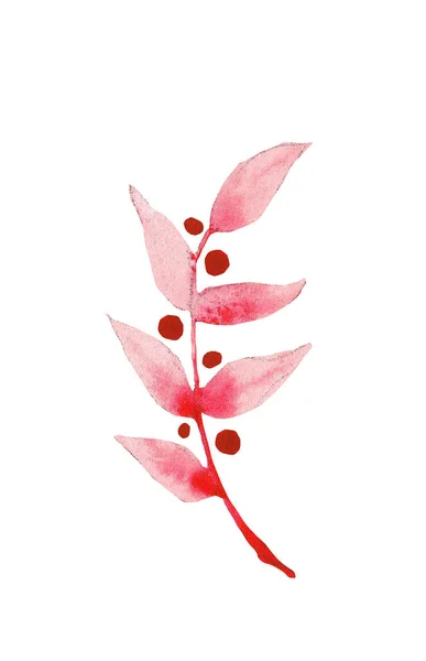 水彩ライトピンクの枝 白地に描かれた手描きイラスト ファブリック キッチン 装飾のための花 — ストック写真