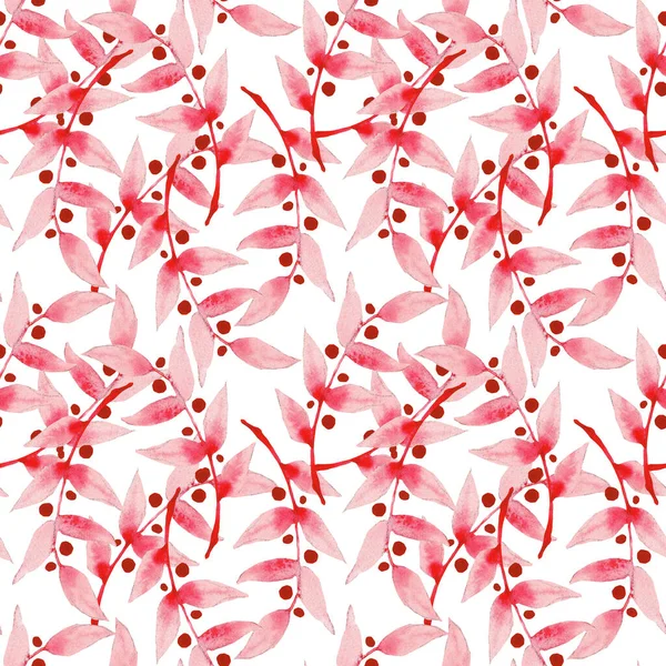Bezešvé Vzor Světle Růžové Roztomilé Větve Izolované Bílém Pozadí Design — Stock fotografie