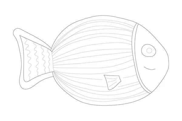 Милі Тропічні Каракулі Картина Розмальовки Лінійна Риба Елемент Дизайну Тварин — стокове фото