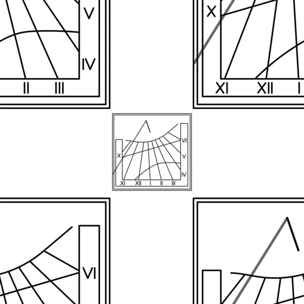 Problemfri Mønster Sundial Ikon Solur Omrids Antikke Sundial Håndtegnet Stock – Stock-vektor