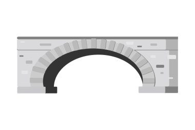 Grey Stones Köprüsü 'nün karikatür simgesi. Eski yaya köprüsü. Nehrin karşısına yürüme yolu. Şehir parkı için peyzaj elementi. Düz stok vektör tasarımı web tasarımı ve diğerleri için beyaz arkaplan üzerinde izole.
