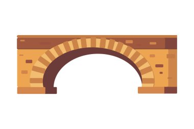 Brownstone Köprüsü 'nün karikatür simgesi. Eski yaya köprüsü. Nehrin karşısına yürüme yolu. Şehir parkı için peyzaj elementi. Düz stok vektör tasarımı web tasarımı ve diğerleri için beyaz arkaplan üzerinde izole.