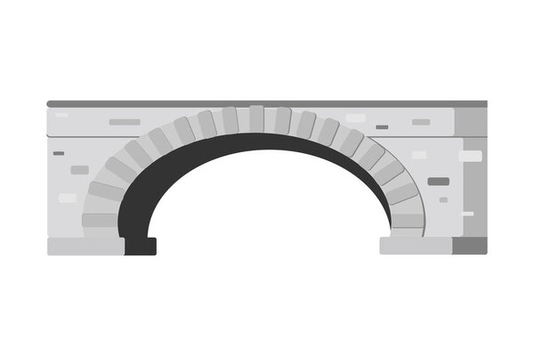 Cartoon icon of greystones bridge. Old footbridge. Walkway across the river. Landscape element for city park. Flat stock vector design isolated on white background for web design and ets.