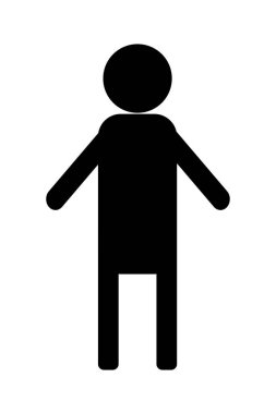 Siyah renkli ikon adam, beyaz arka planda izole vektör stok illüstrasyonu. Erkekler Dinlenme Odası İşareti. 