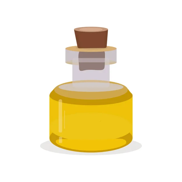 Sirup Emas Minyak Dalam Botol Kaca Ilustrasi Saham Vektor Datar - Stok Vektor
