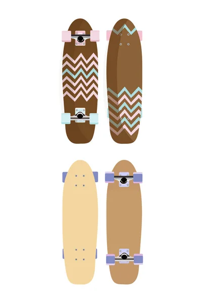 Skateboard Icon Set Bunte Skateboards Flachen Cartoon Stil Vektoraktiendarstellung Isoliert — Stockvektor