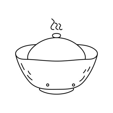 Buhar jeti taslak ikonlu hava nemlendirici. İçerideki havayı ıslatmak için elektronik cihaz. Kuru cilde karşı savaşmak için resim, nefes almak için iyi. Vektör illüstrasyonu beyaz arkaplanda izole edildi.