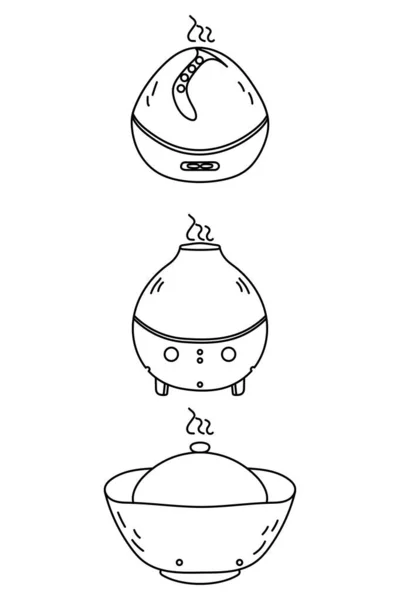 Humidificador Aire Con Icono Contorno Chorro Vapor Dispositivo Electrónico Para — Vector de stock