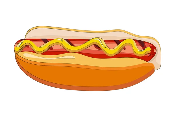 Stock Vector Ilustración Hot Dog Aislado Sobre Fondo Blanco Deliciosa — Archivo Imágenes Vectoriales