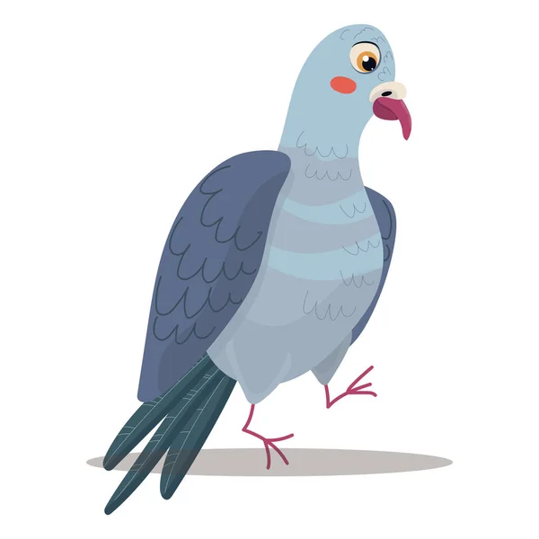Cute Doodle Icon Pigeon Flat Cartoon Character Design Vector Stock — Stock Vector