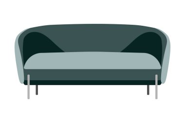 Düz stil oturma odasının modern mobilyaları. Çizgi film stok vektör simgesi beyaz arkaplanda izole.