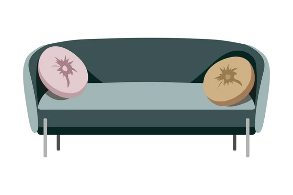 现代沙发家具 客厅风格扁平 在白色背景上孤立的卡通鱼群矢量图标 — 图库矢量图片