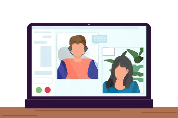 Videoconferentie Illustratie Blijf Werk Vanuit Huis Stream Webchat Online Vrienden — Stockvector