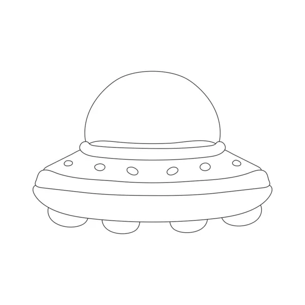 漫画の人形のシルエット子供のUfo宇宙船 宇宙船だ 未来的な未知の飛行物体 白い背景に独立したベクターストックイラスト — ストックベクタ
