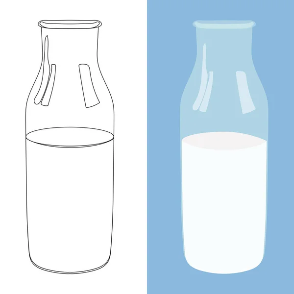 Láhev Ikonou Mléka Zdravý Vápenatý Produkt Čerstvé Mléčné Potraviny Nápoje — Stockový vektor