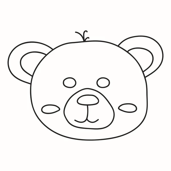 Esboço Vazio Cabeça Urso Doodle Bonito Isolado Fundo Branco Desenho —  Vetores de Stock