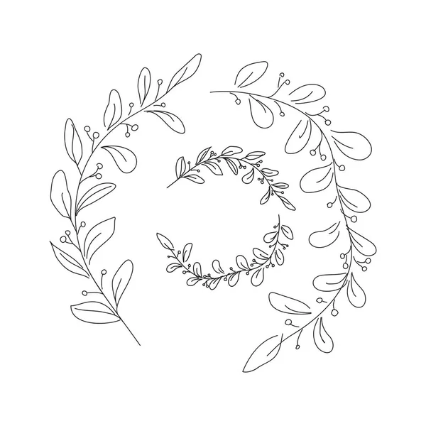 Floral Fleur Croquis Croquis Cadre Ornement Invitation Carte Modèle Illustration — Image vectorielle