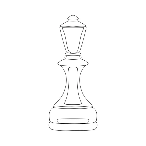 Chess Piece Line Art Black Outline Figures Isolerad Vit Bakgrund — Stock vektor