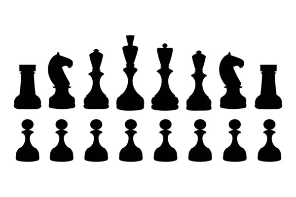 Шахматные Фигуры Черного Цвета Изолированы Белом Фоне Плоском Стиле Набор — стоковый вектор