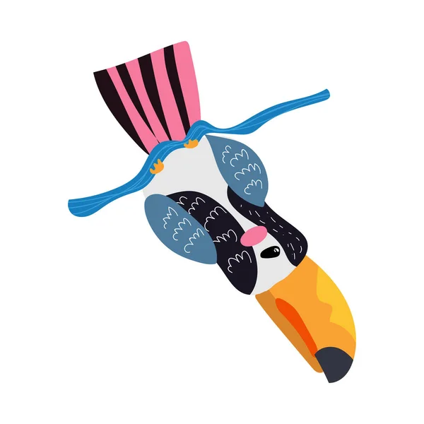 Toucan Uccello Personaggio Dei Cartoni Animati Graziosa Illustrazione Vettoriale Piatta — Vettoriale Stock