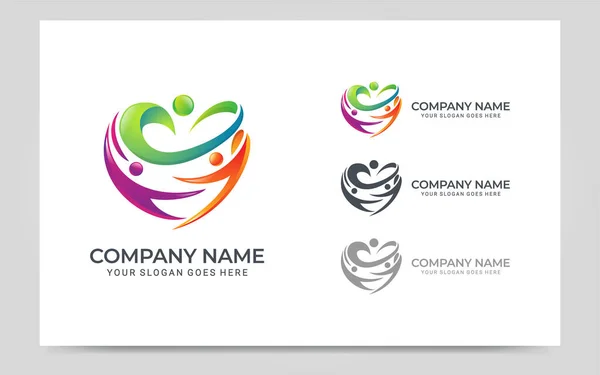Logotipo Abstrato Pessoas Negócios Fundação Comunidade Cuidado Humano Trabalhadores Saúde — Vetor de Stock