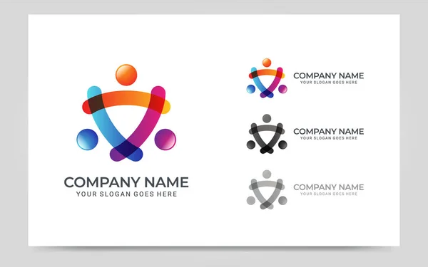 Logotipo Abstracto Personas Negocios Fundación Comunidad Cuidado Humano Trabajadores Salud — Archivo Imágenes Vectoriales