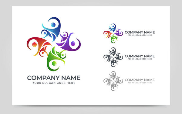 Abstract logo of people, business, foundation, community, human caring, health workers. Vector graphic illustration