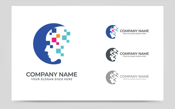 İnsanlar kafa logosunu soyutluyor. Modern insan yüzü çizimleri. Vektör grafik illüstrasyonu