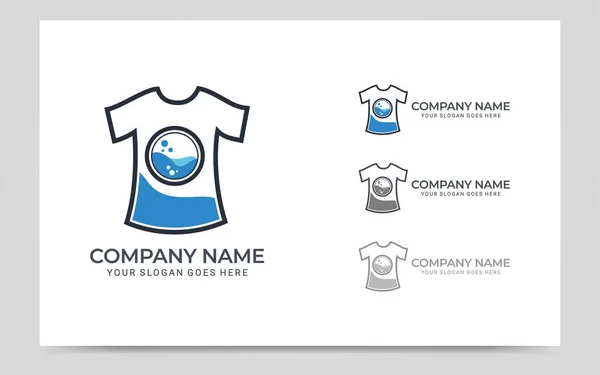 现代洗衣店服务标志设计 可编辑的标志设计 矢量图形说明 — 图库矢量图片