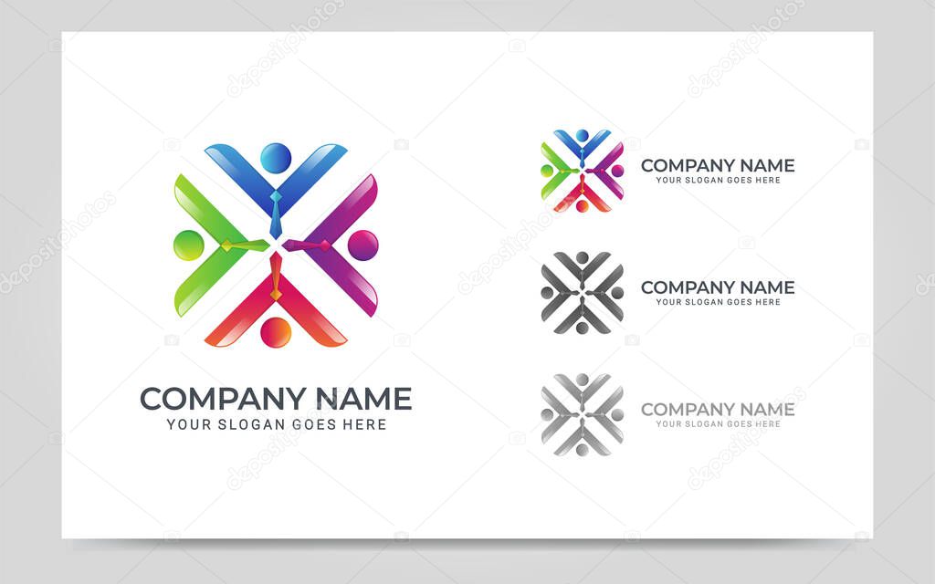 Abstract logo of people, business, foundation, community, human caring, health workers. Vector graphic illustration