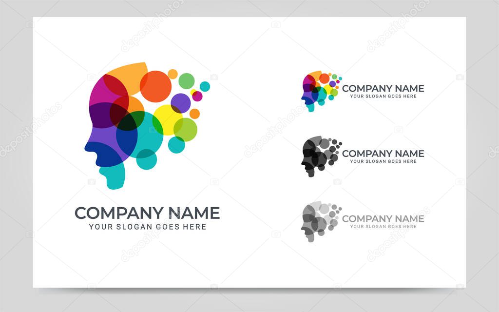 People abstract head logo.Modern human face graphic illustration. Vector graphic illustration