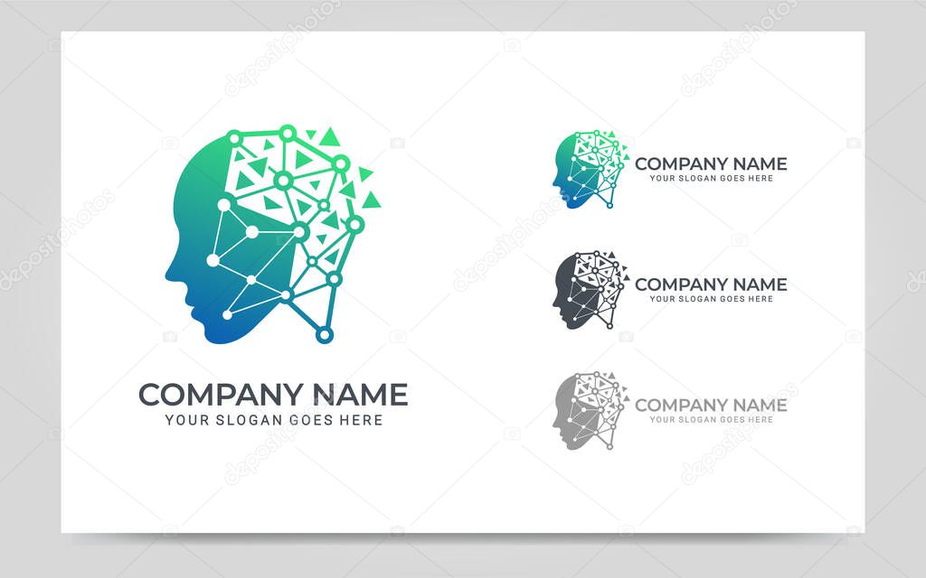 People abstract head logo.Modern human face graphic illustration. Vector graphic illustration