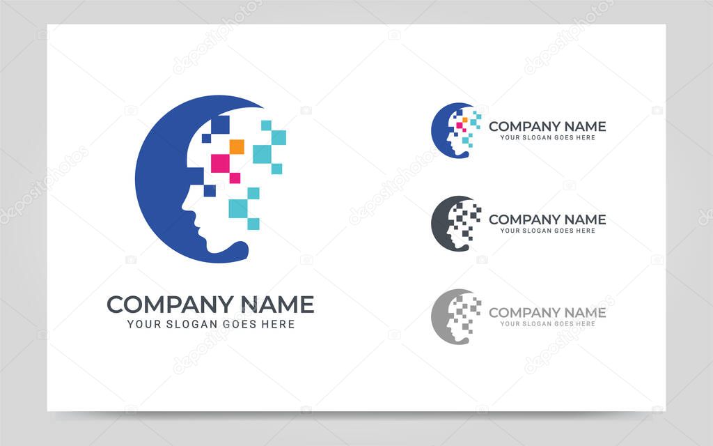 People abstract head logo.Modern human face graphic illustration. Vector graphic illustration