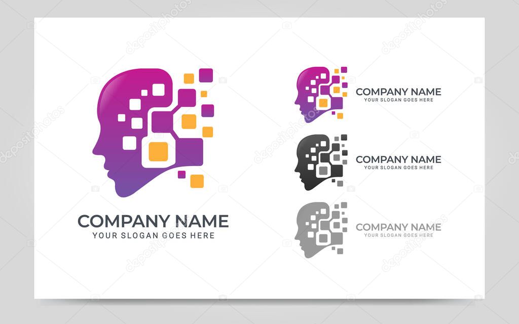 People abstract head logo.Modern human face graphic illustration. Vector graphic illustration