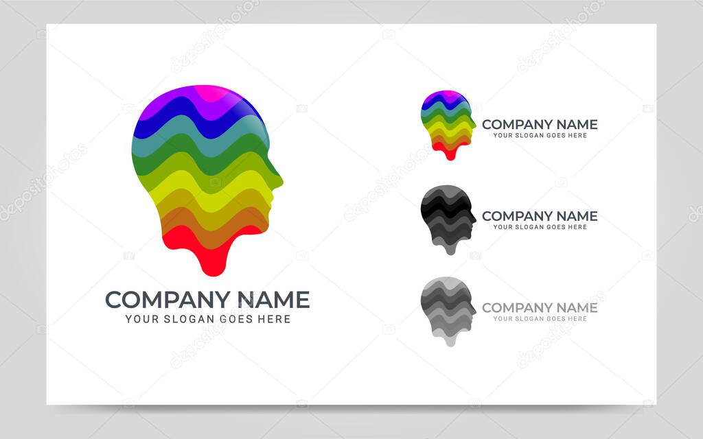 People abstract head logo.Modern human face graphic illustration. Vector graphic illustration