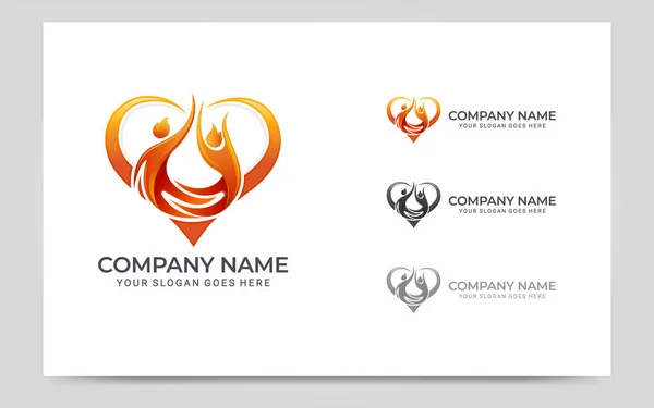 Kalp şeklinde logo tasarımı olan iki kişi. Düzenlenebilir modern logo tasarımı