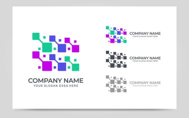 Soyut dijital teknoloji sembolü logo tasarımı. Düzenlenebilir logo tasarımı. Vektör grafik illüstrasyonu