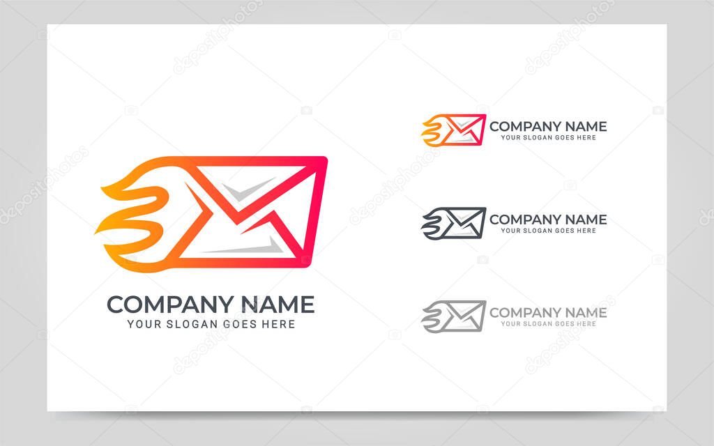 Modern fire mail logo design. Editable logo design