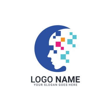 İnsanlar logoyu yönetiyor. İnsan yüzü çizimi. Yaratıcı logo. vektör düzenlenebilir dosya