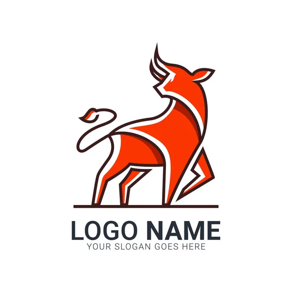Логотип Быка Темной Линией Оранжевым Цветом Современный Логотип Bull — стоковый вектор