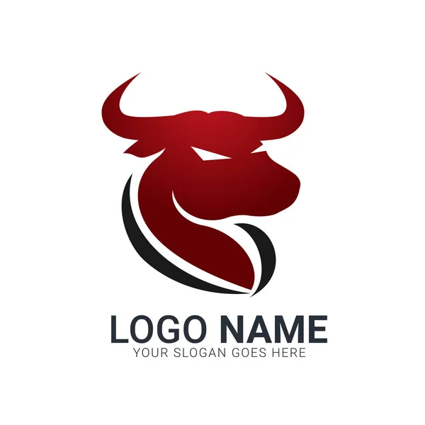 Kızıl boğa silueti kafa. Modern boğa logosu tasarımı.