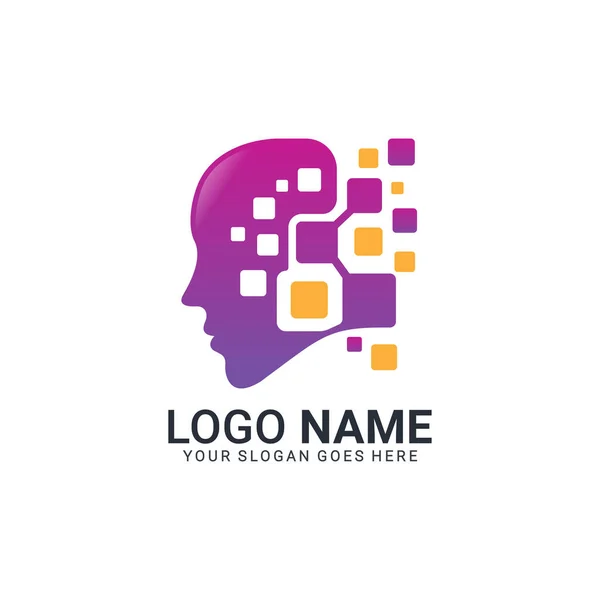 Logo Lidí Ilustrace Lidské Tváře Kreativní Logo Mysli Vektorový Upravitelný — Stockový vektor