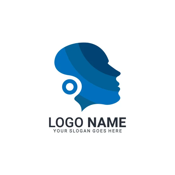 Logo Tête Des Gens Illustration Visage Humain Esprit Logo Créatif — Image vectorielle