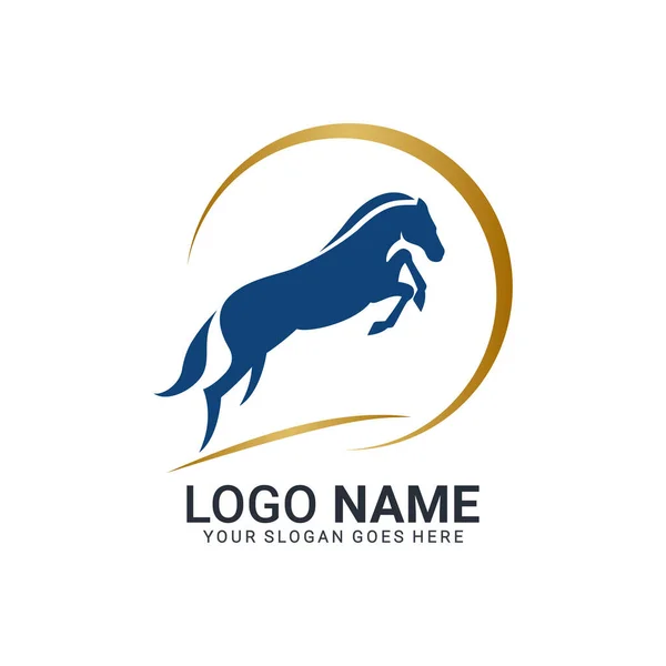 Nowoczesny Projekt Logo Konia Abstrakcyjnego Złota Projekt Logo Zwierzęcia Edytowalny — Wektor stockowy